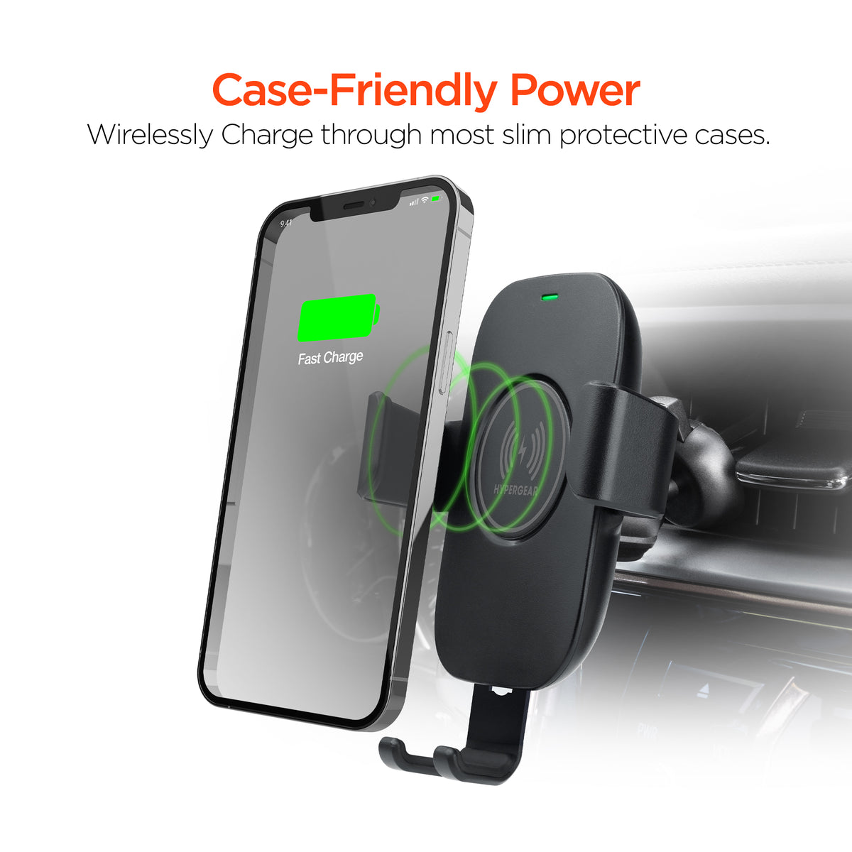 HyperGear Gravity 15W Wireless Charging Car Mount – Black