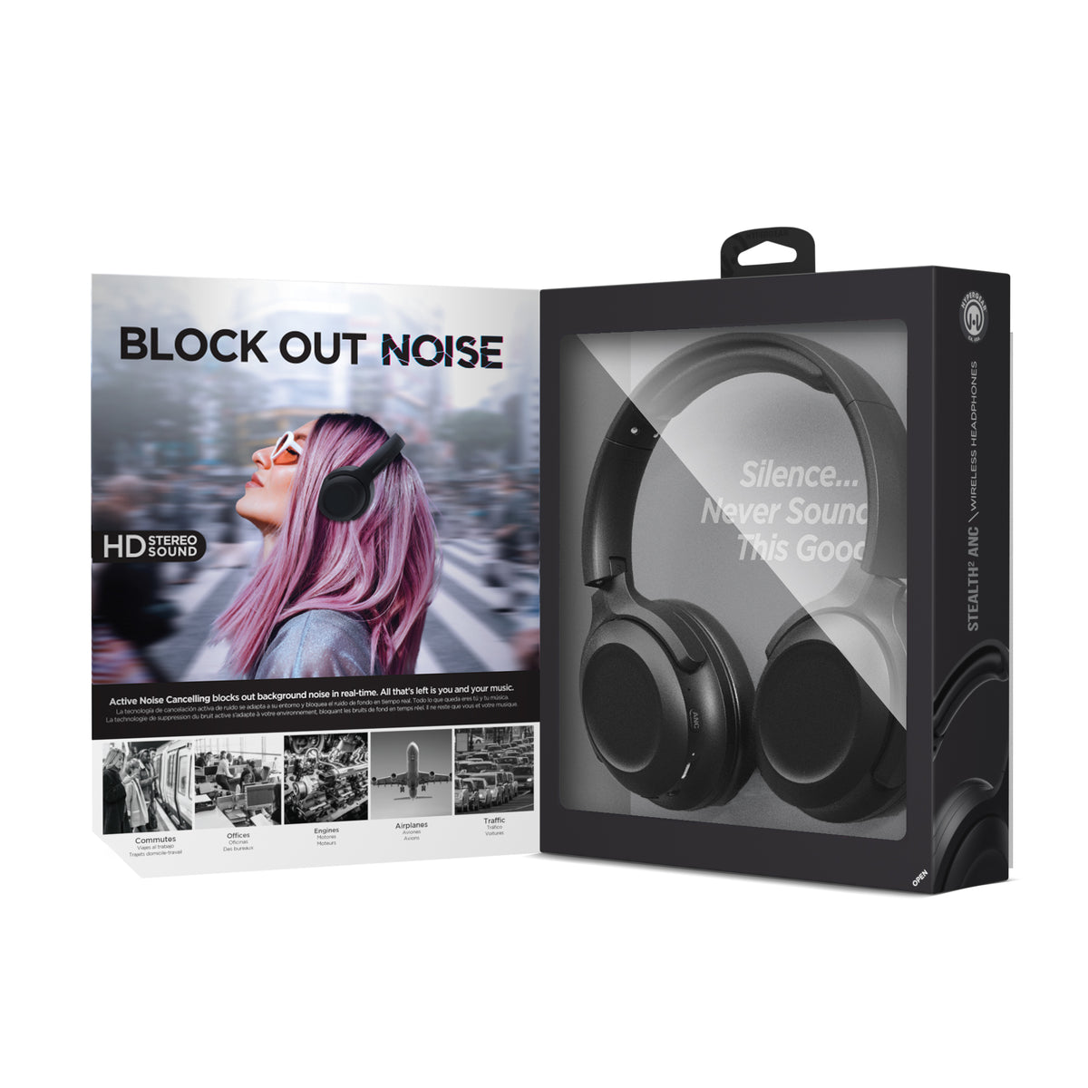 HyperGear Stealth2 ANC Wireless Over-Ear Headphones – Black