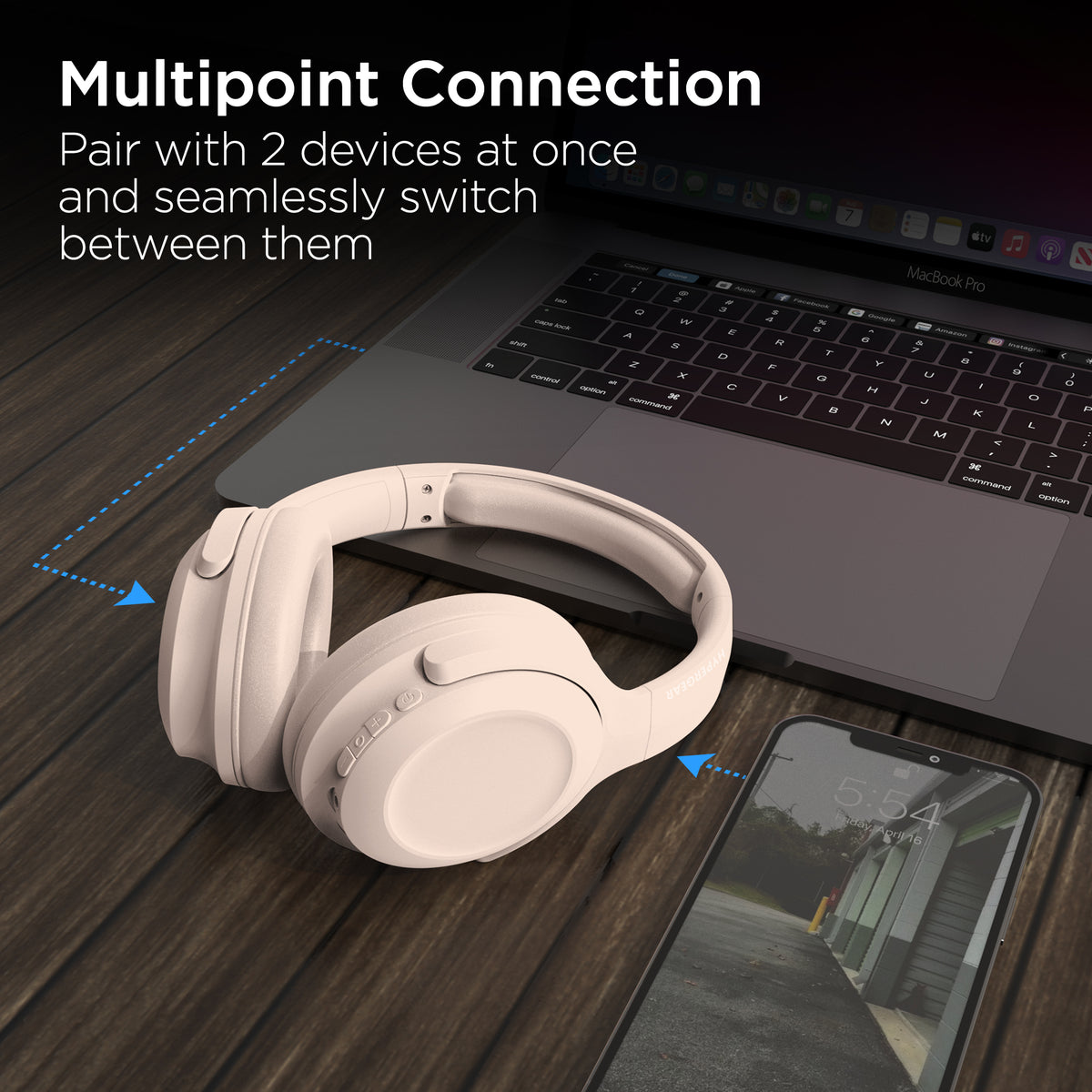 HyperGear Stealth2 ANC Wireless Over-Ear Headphones – Bone