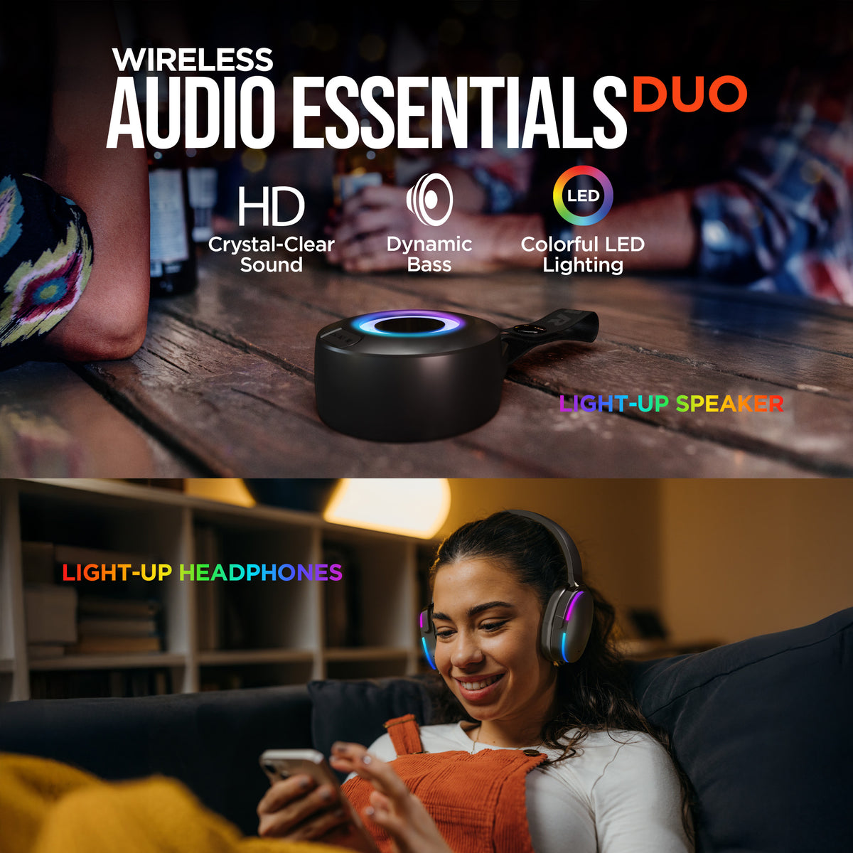HyperGear Wireless Audio Essentials Duo – Speaker & Headphones, Beige