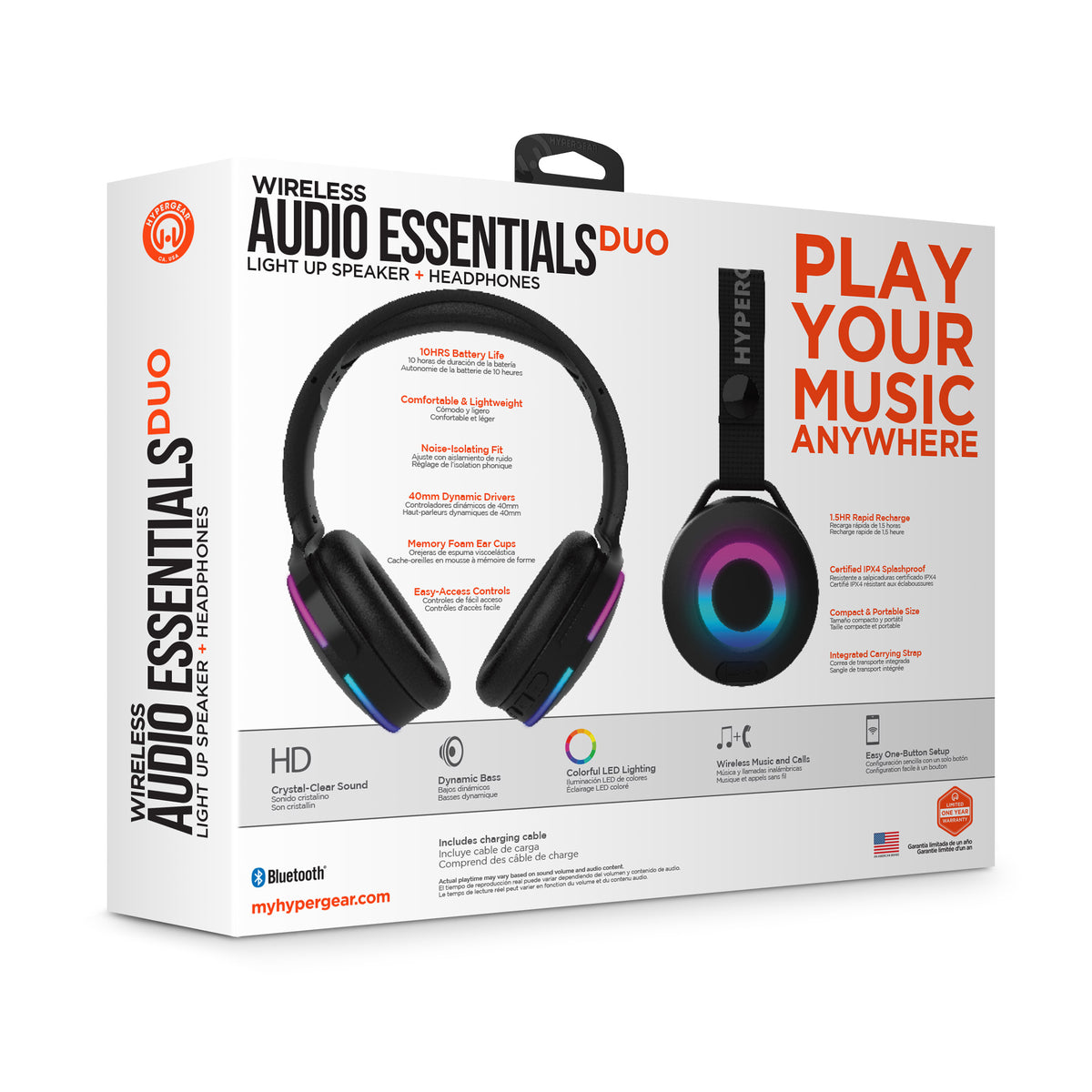 HyperGear Wireless Audio Essentials Duo – Speaker & Headphones, Beige
