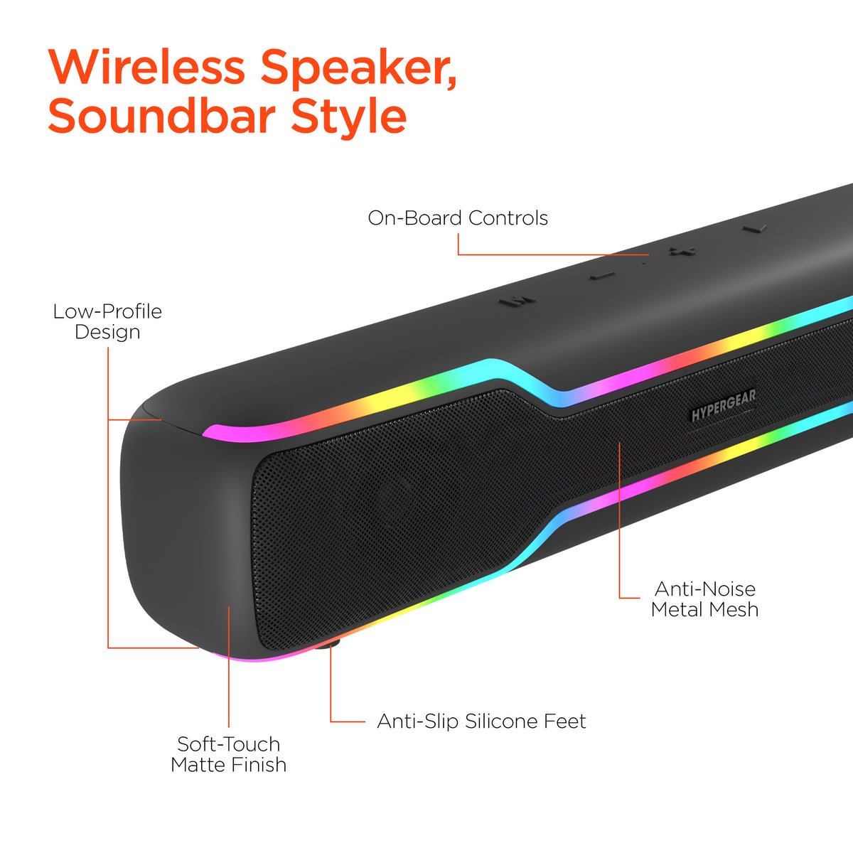 HyperGear HyperBeam 20W LED Wireless Speaker ā Gunmetal