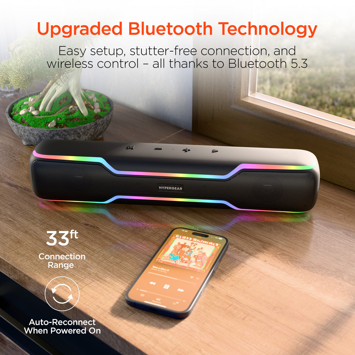 HyperGear HyperBeam 20W LED Wireless Speaker ā Gunmetal