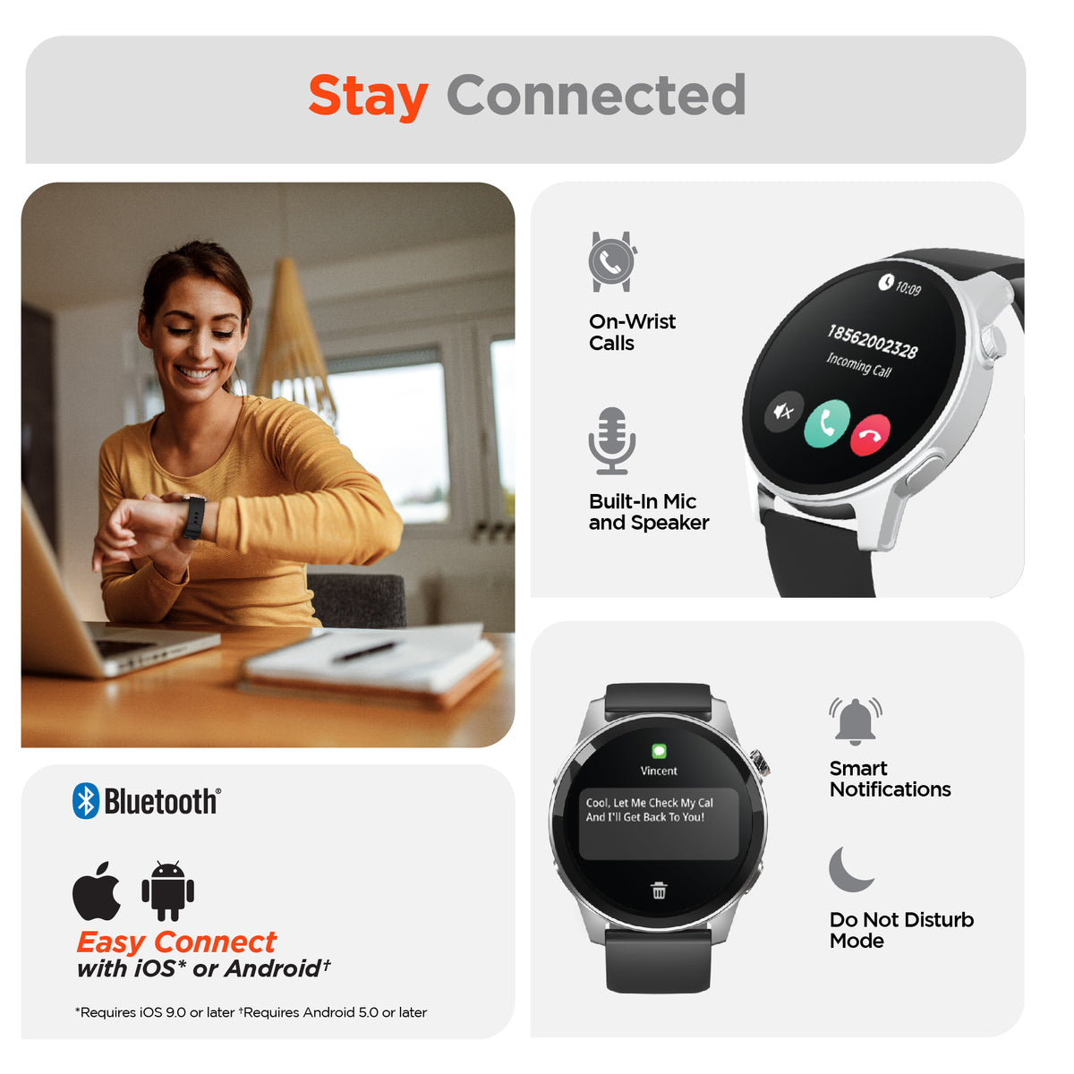 HyperGear Activ8 Smartwatch & Fitness Tracker – Silver