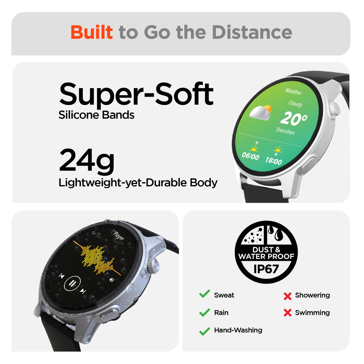 HyperGear Activ8 Smartwatch & Fitness Tracker – Silver