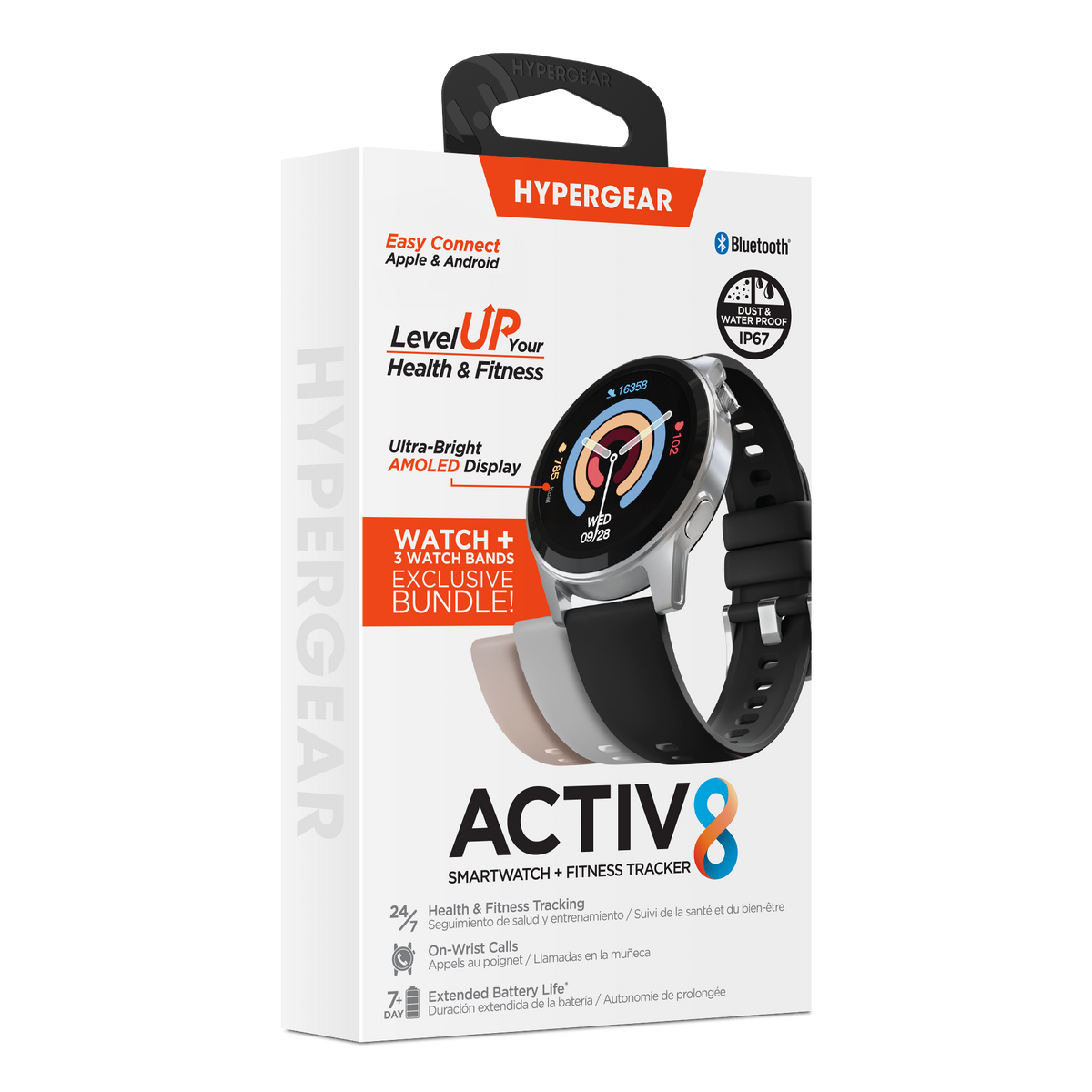 HyperGear Activ8 Smartwatch & Fitness Tracker – Silver
