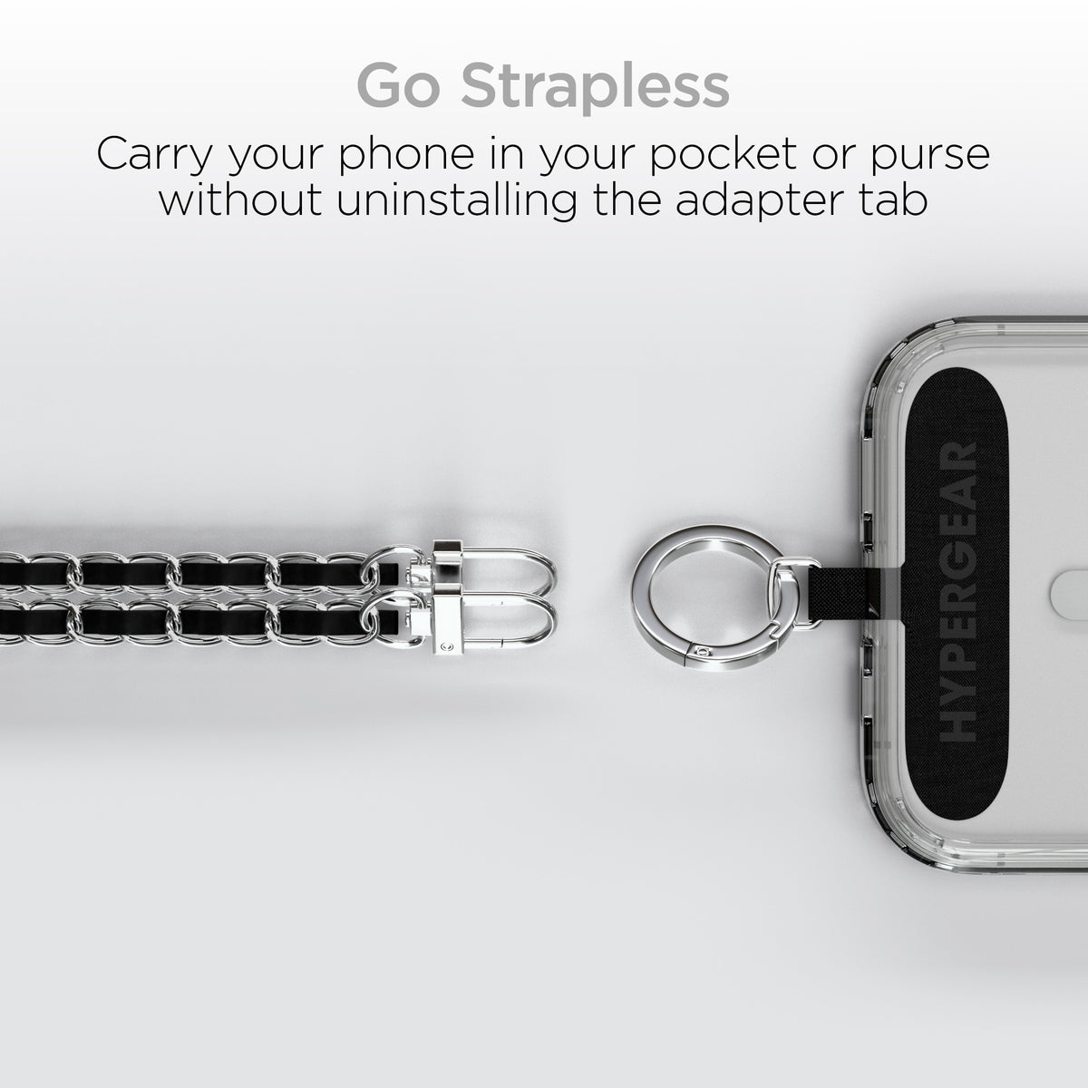 HyperGear Universal Crossbody Phone Strap – Silver & Black