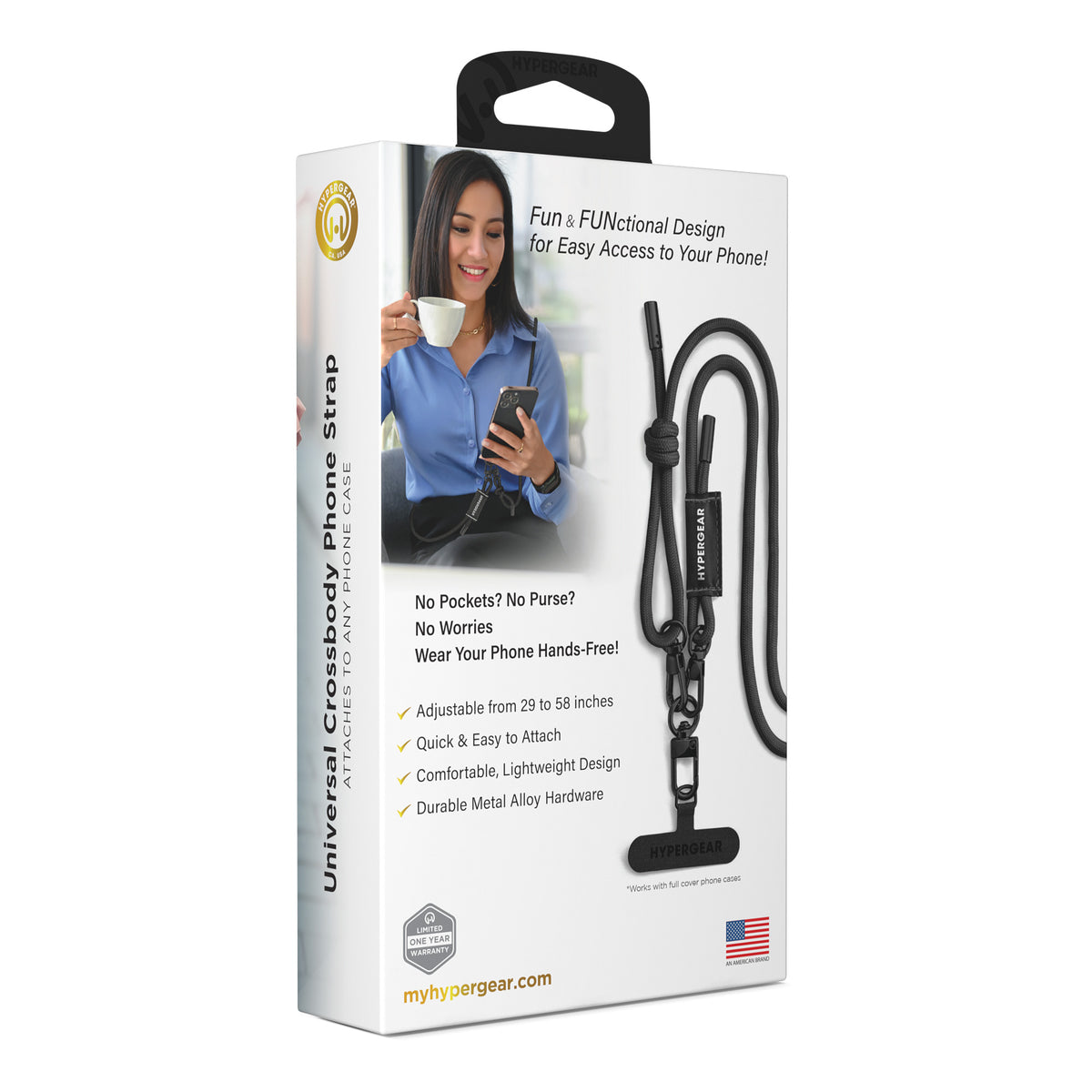 HyperGear Universal Crossbody Phone Strap – Black