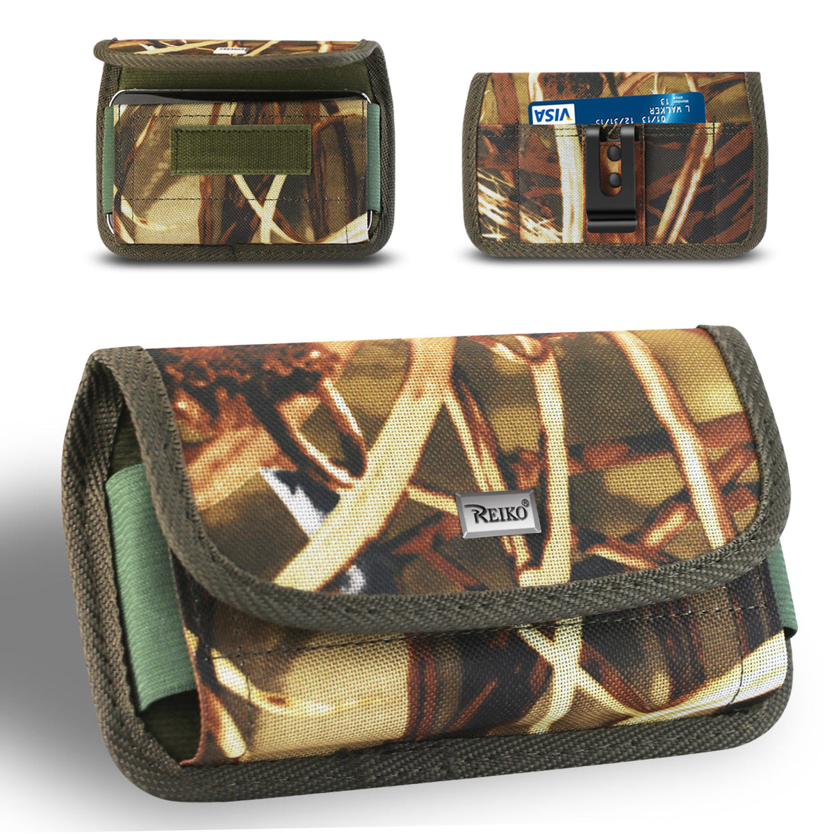 Reiko Horizontal Phone Pouch with Metal Belt Clip – Camouflage, 7-Inch