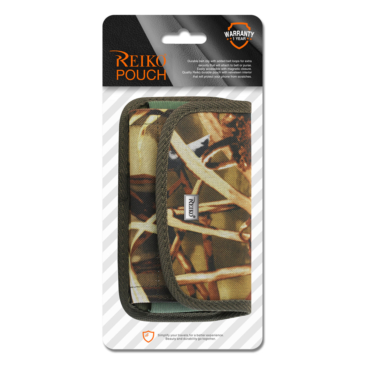 Reiko Horizontal Phone Pouch with Metal Belt Clip – Camouflage, 7-Inch