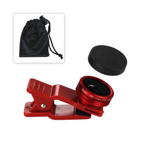 Reiko 180° Clip-On Fisheye Phone Camera Lens – Red