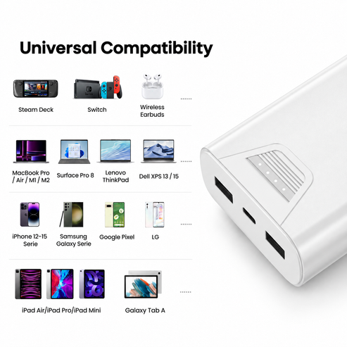 Reiko 10,000mAh Dual USB Output Power Bank – White