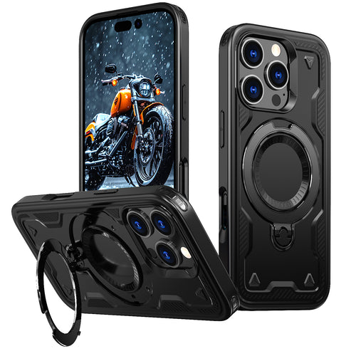 Reiko Magnetic Case with 360° Rotating Stand for iPhone 17 – Black