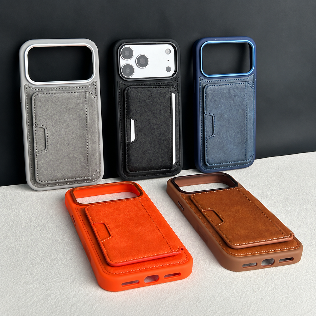 Reiko Wallet Case with Card Slots & Kickstand for iPhone 18 Pro – Black