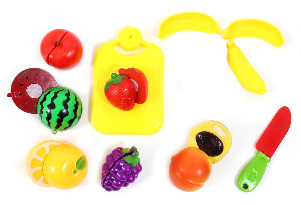 Kids’ Pretend Play Fruit Cutting Set with Cutting Board & Toy Knife, Ages 3+