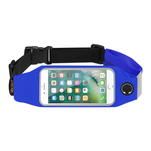 Reiko Two-Pocket Running Belt with Touchscreen Phone Window – Blue