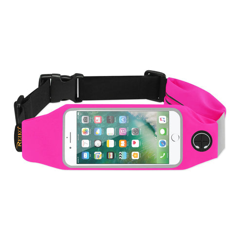 Reiko Two-Pocket Running Belt with Phone Window for 5.5-Inch Phones – Pink