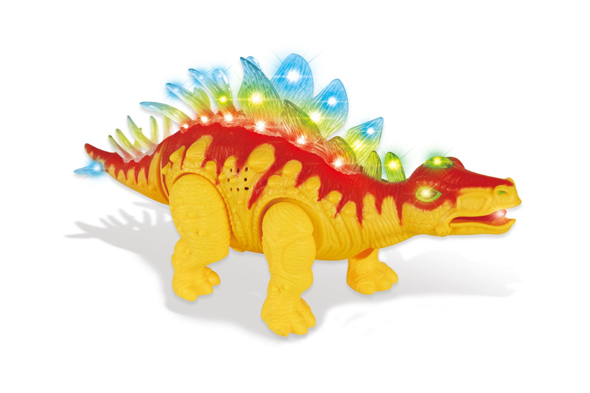 Walking Stegosaurus Dinosaur Toy with Lights & Sounds – Orange