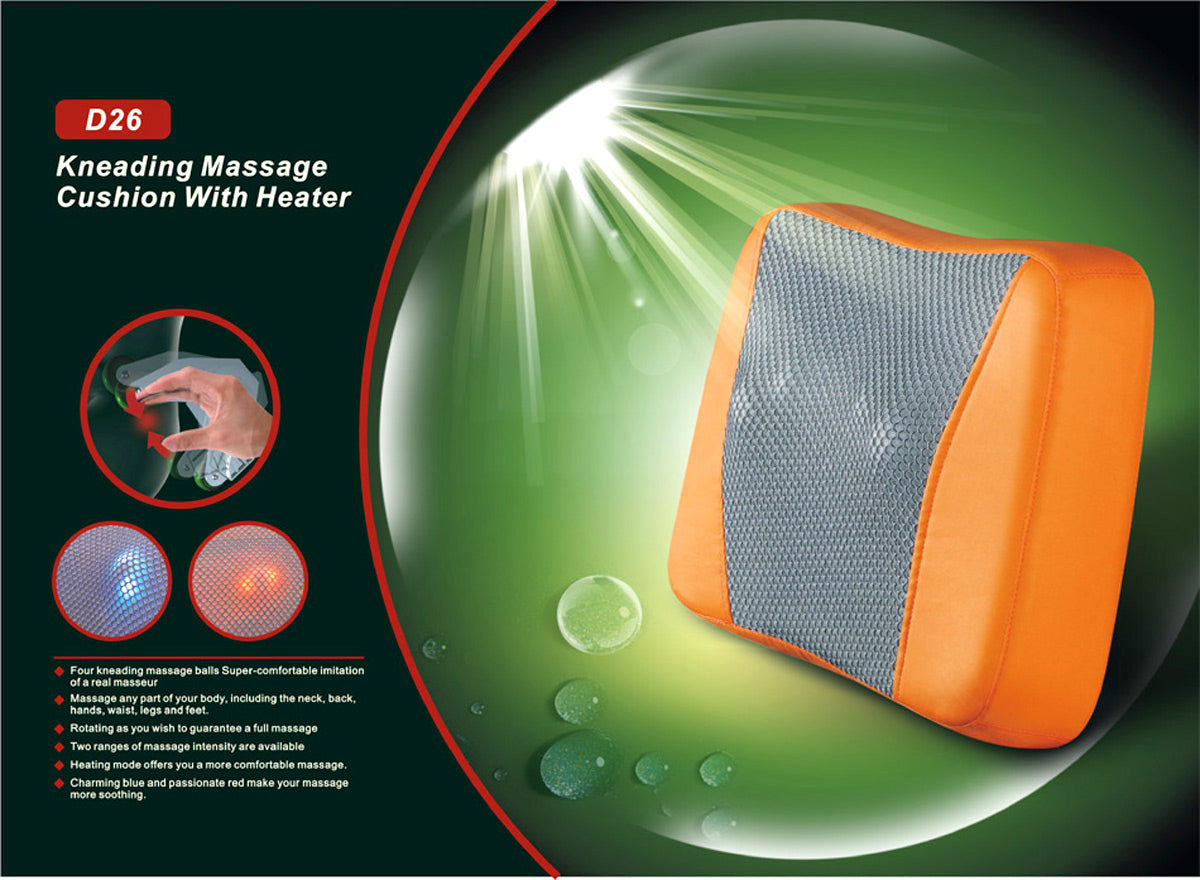 Heated Kneading Massage Cushion – 4-Node Back & Neck Massager
