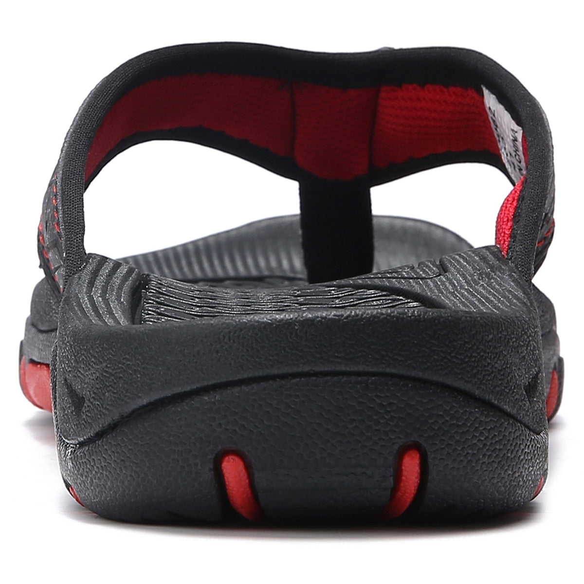 Men’s Thong Flip-Flop Sandals – Black/Red, Size 16