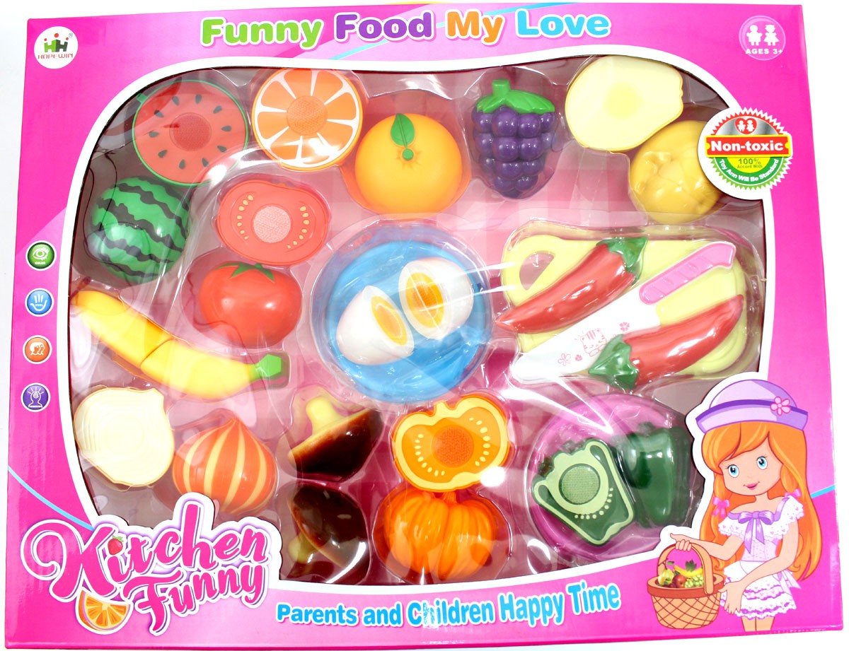 Kitchen Fun Cutting Fruits & Vegetables Food Playset for Kids