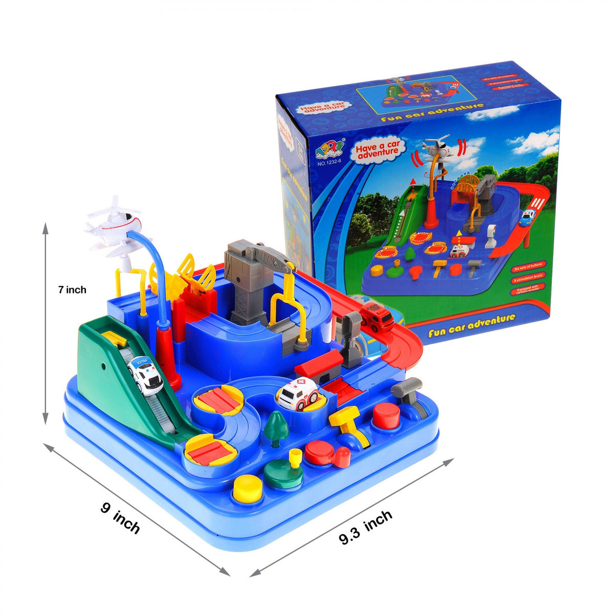 Kids’ Car Adventure Obstacle Course Playset – 3 Mini Vehicles