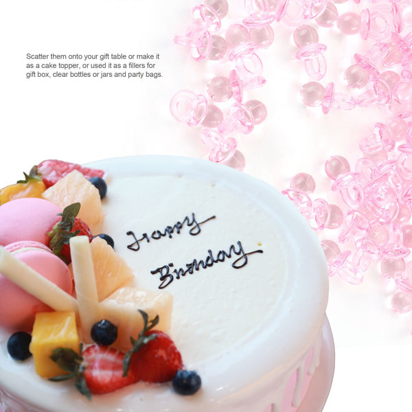 Mini Acrylic Baby Pacifiers for Baby Shower Decorations Pink