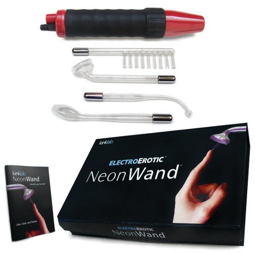 Neon Wand Electrosex Kit - Red and Black Handle Red Electrode