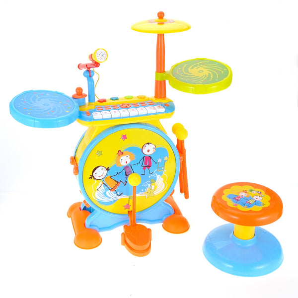 Keyboard & Drum Set w/Microphone, Sing-Along Play, Lights