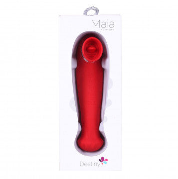 Maia Toys Destiny 15-Function Rechargeable Vibrating - Suction Wand - Cherry Red