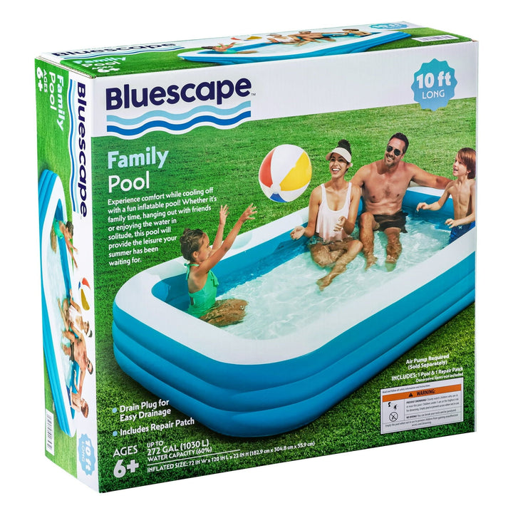 10ft Family Inflatable Swimming Pool, Rectangular, Age 6 & up, Unisex - US Stores