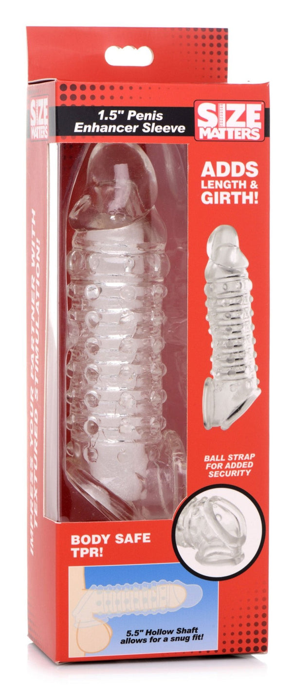 1.5 Inch Penis Enhancer Sleeve - Clear - US Stores