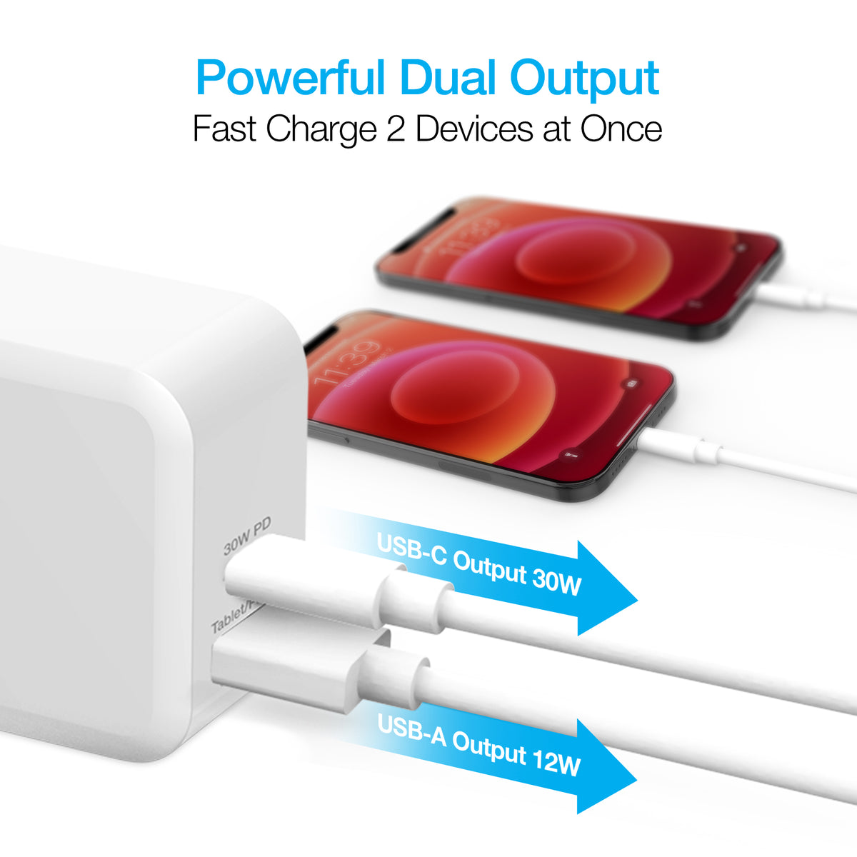 Naztech 30W USB-C PD Dual-Port Wall Charger – White