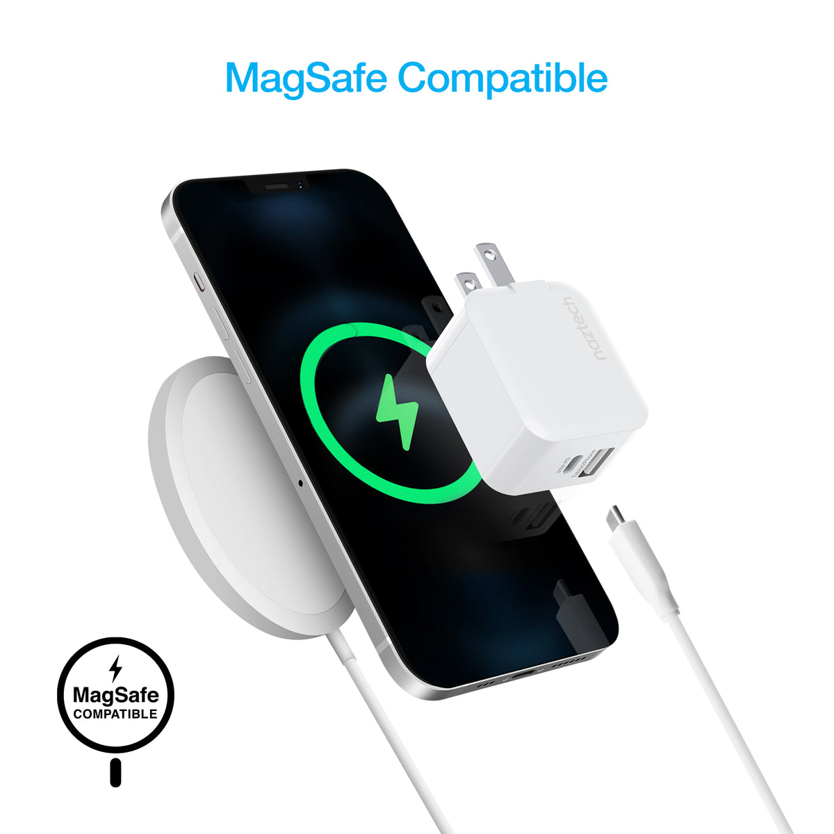 Naztech 30W USB-C PD Dual-Port Wall Charger – White