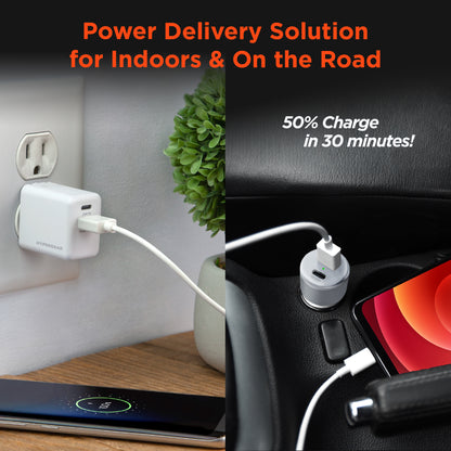 HyperGear 20W USB-C PD Wall & Car Charger Bundle – White