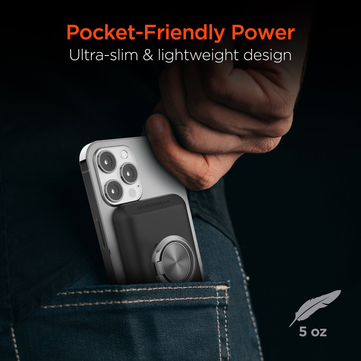 HyperGear 5,000mAh Magnetic Wireless Power Bank – Black
