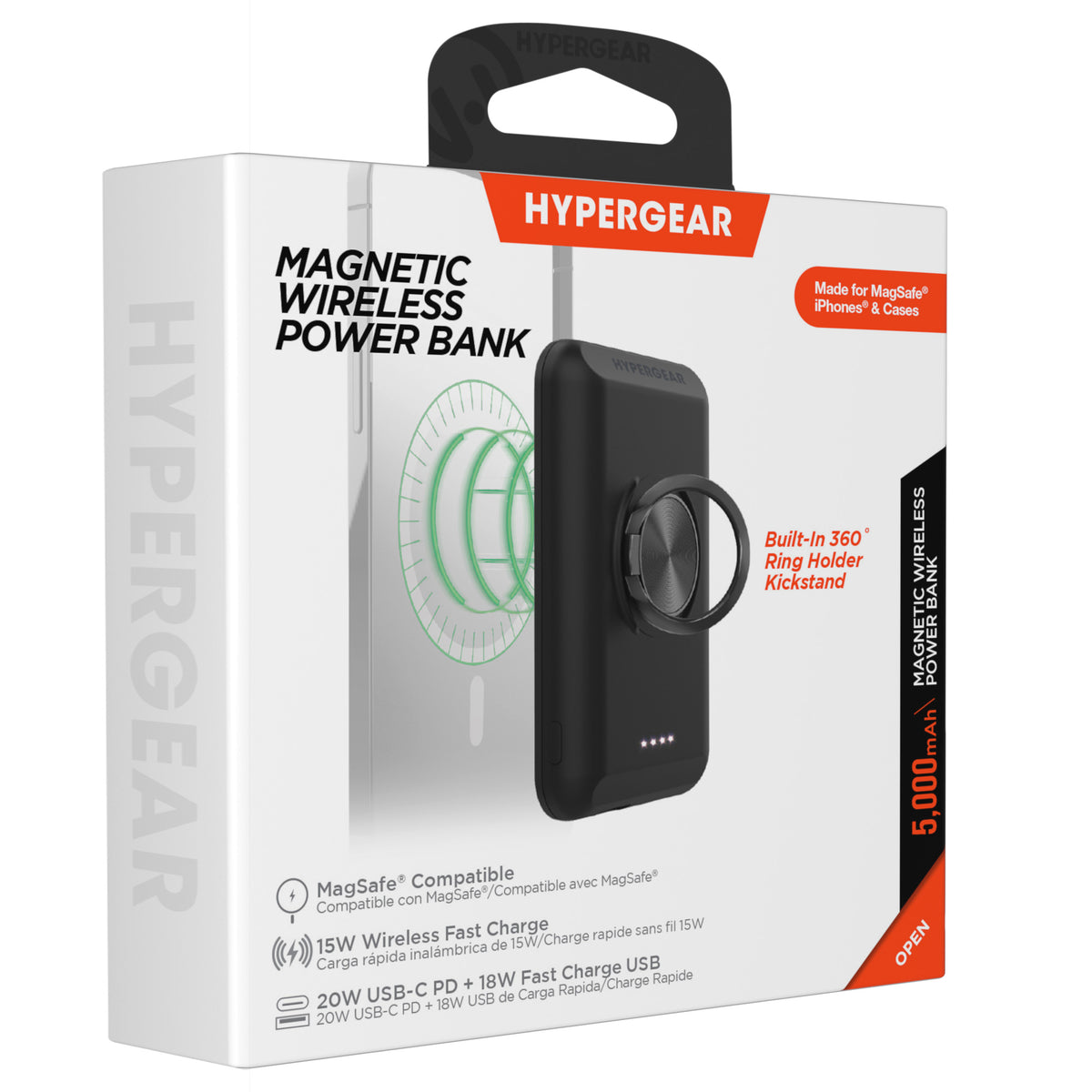 HyperGear 5,000mAh Magnetic Wireless Power Bank – Black