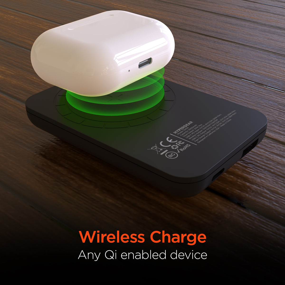 HyperGear 5,000mAh Magnetic Wireless Power Bank – Black