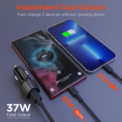 HyperGear SpeedBoost 25W USB-C PD Car Charger Kit – Black