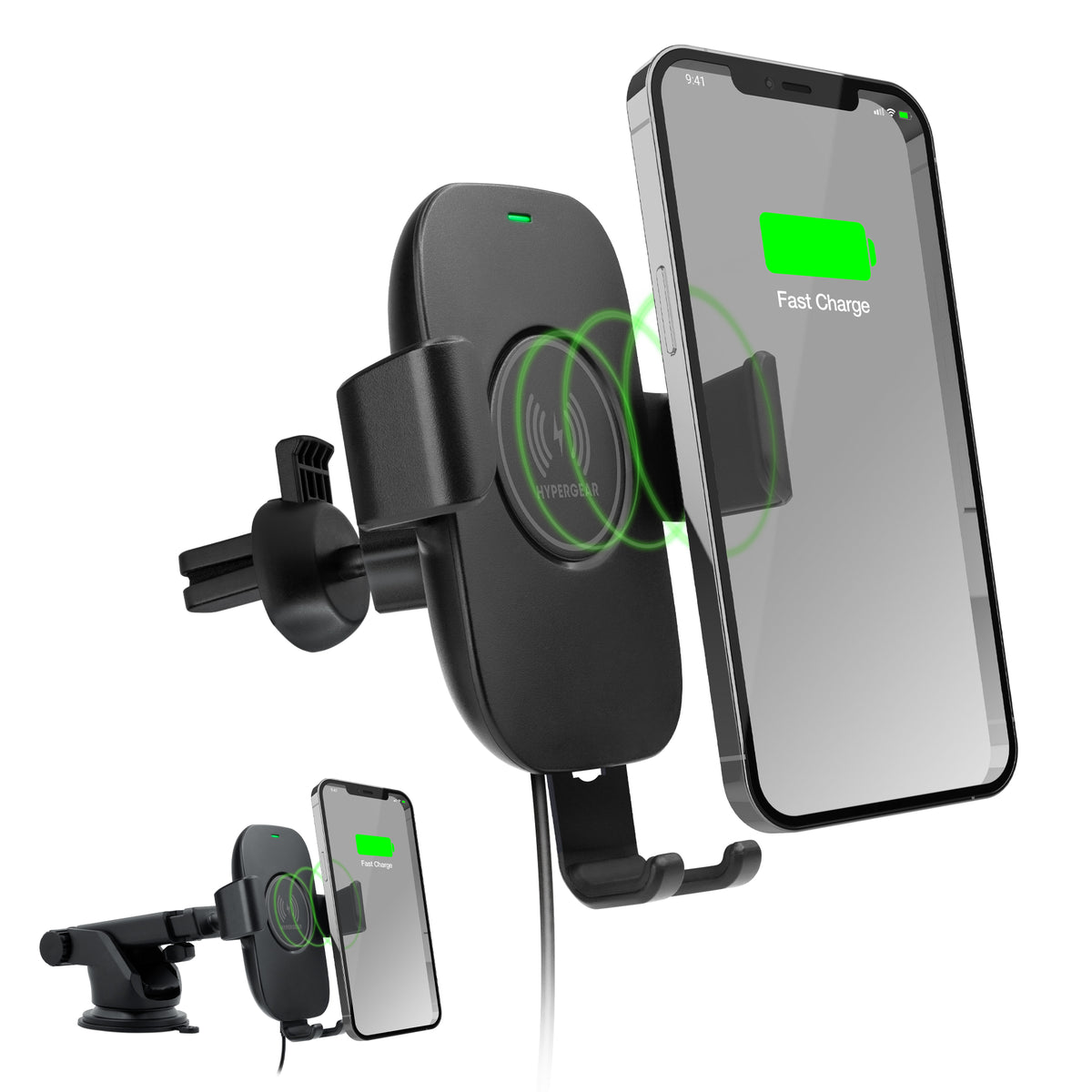 HyperGear Gravity 15W Wireless Charging Car Mount – Black