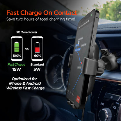 HyperGear Gravity 15W Wireless Charging Car Mount – Black