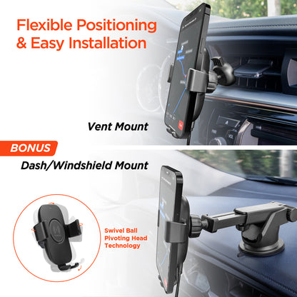 HyperGear Gravity 15W Wireless Charging Car Mount – Black