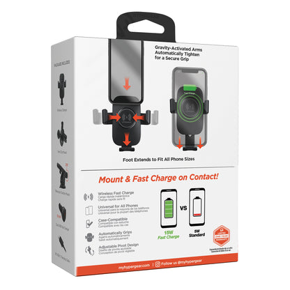 HyperGear Gravity 15W Wireless Charging Car Mount – Black