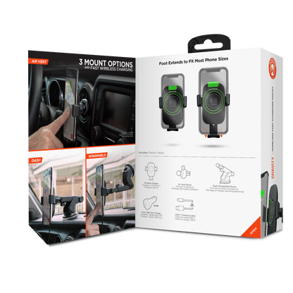 HyperGear Gravity 15W Wireless Charging Car Mount – Black