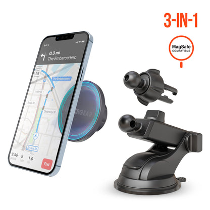 HyperGear Mag Grip 3-in-1 Magnetic Car Phone Mount Kit – Black
