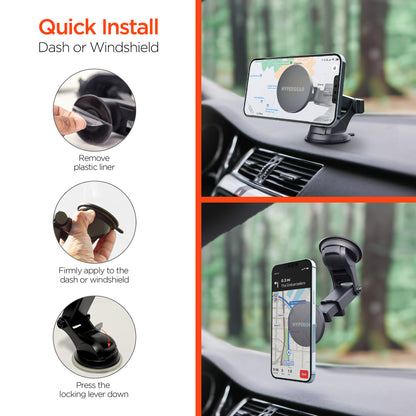 HyperGear Mag Grip 3-in-1 Magnetic Car Phone Mount Kit – Black