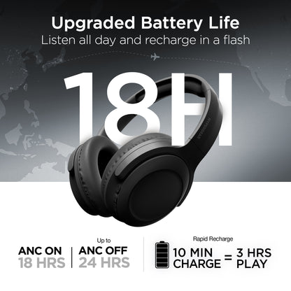 HyperGear Stealth2 ANC Wireless Over-Ear Headphones – Black