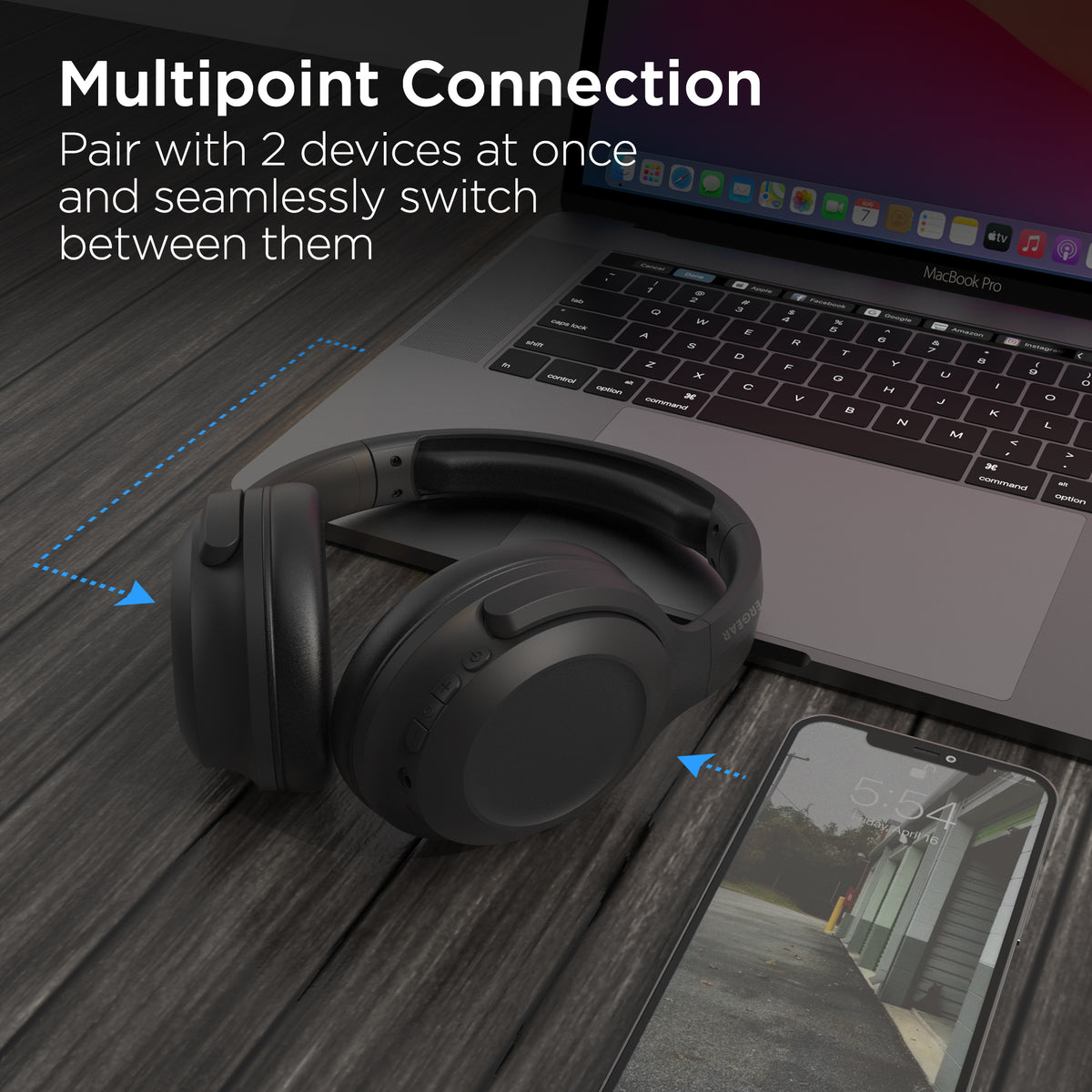 HyperGear Stealth2 ANC Wireless Over-Ear Headphones – Black