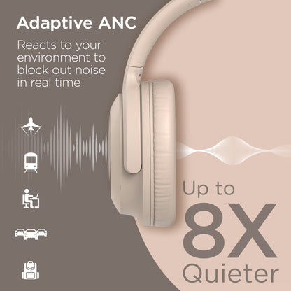 HyperGear Stealth2 ANC Wireless Over-Ear Headphones – Bone