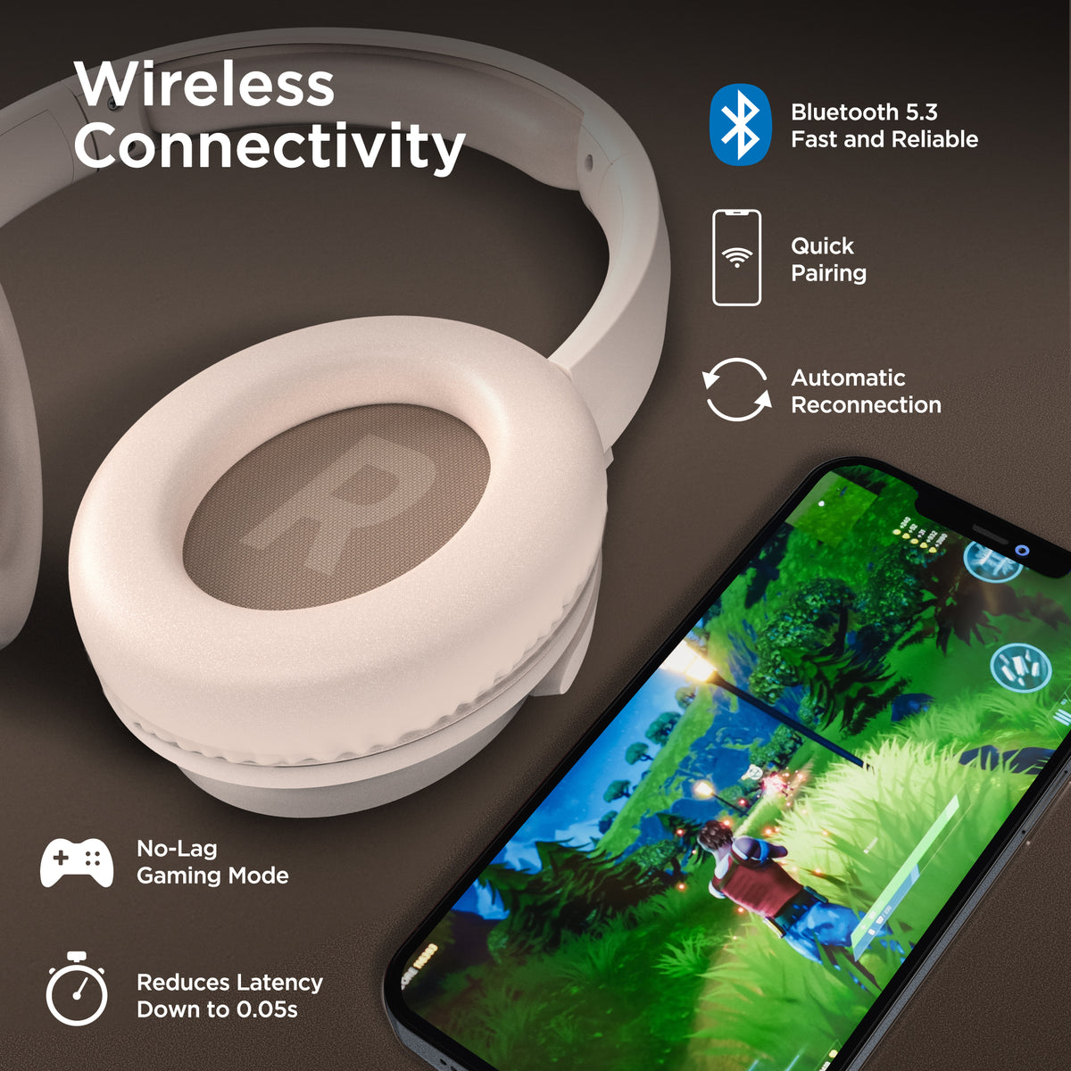 HyperGear Stealth2 ANC Wireless Over-Ear Headphones – Bone